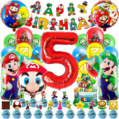 Geburtstag Deko 5 Jahre, Mari Luftballon Kindergeburtstag Geburtstagsdeko, Kinder Party Deko, Tortendeko, Happy Birthday Banner für Jungen, Mädchen, Kinder, Thema Party Geburtstag Deko 5 Jahre, Mari Luftballon Kindergeburtstag Geburtstagsdeko, Kinder Party Deko, Tortendeko, Happy Birthday Banner für Jungen, Mädchen, Kinder, Thema Party von Heartsking
