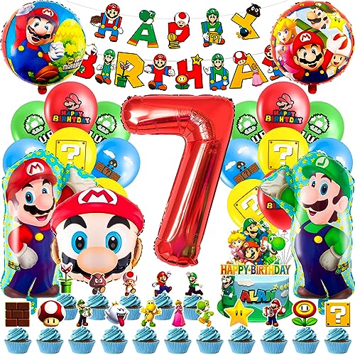 Geburtstag Deko 7 Jahre, Mari Luftballon Kindergeburtstag Geburtstagsdeko, Kinder Party Deko, Tortendeko, Happy Birthday Banner für Jungen, Mädchen, Kinder, Thema Party Geburtstag Deko 7 Jahre, Mari Luftballon Kindergeburtstag Geburtstagsdeko, Kinder Party Deko, Tortendeko, Happy Birthday Banner für Jungen, Mädchen, Kinder, Thema Party von Heartsking