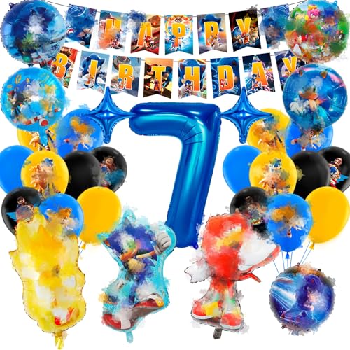 Geburtstagsdeko 7 Jahre, Cartoon Luftballon Kindergeburtstag Deko Geburtstag, Kinder Party Deko, Tortendeko, Folienballon, Happy Birthday Banner für Jungen, Mädchen, Kinder, Thema Party Geburtstagsdeko 7 Jahre, Cartoon Luftballon Kindergeburtstag Deko Geburtstag, Kinder Party Deko, Tortendeko, Folienballon, Happy Birthday Banner für Jungen, Mädchen, Kinder, Thema Party von Heartsking