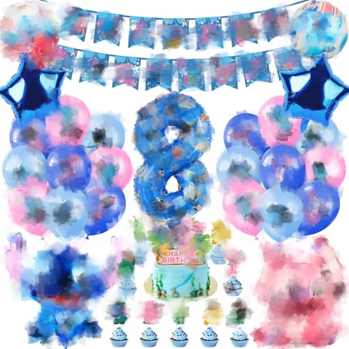 Geburtstagsdeko Geburtstagdeko 8 Jahre, Blau und Rosa Luftballon Kindergeburtstag Deko Geburtstag, Kinder Party Deko, Tortendeko, Happy Birthday Banner für Jungen, Mädchen, Kinder, Thema Party Geburtstagsdeko Geburtstagdeko 8 Jahre, Blau und Rosa Luftballon Kindergeburtstag Deko Geburtstag, Kinder Party Deko, Tortendeko, Happy Birthday Banner für Jungen, Mädchen, Kinder, Thema Party von Heartsking
