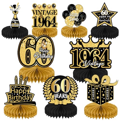 Heartsking 60. Geburtstag Frau Mann, 9 Stück Schwarz Gold Geburtstag Dekoration, Tischdeko Geburtstag 60 Geburtstag Deko, Bienenwabe Mittelstück für 60 Jahre Geburtstag Party Zubehör Heartsking 60. Geburtstag Frau Mann, 9 Stück Schwarz Gold Geburtstag Dekoration, Tischdeko Geburtstag 60 Geburtstag Deko, Bienenwabe Mittelstück für 60 Jahre Geburtstag Party Zubehör von Heartsking