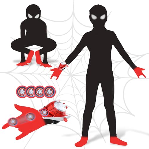 Heartsking Spider Kostüm Kinder, Spder Suit Superhelden Costume 3D Anime Anzug Kinder Jungen Spider Kleidung Kinder mit Maske Web Shooter für Halloween Fasching Karneval Cosplay 3-12 Jahre von Heartsking