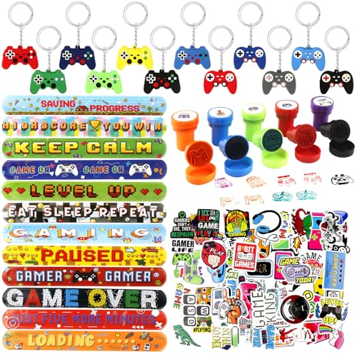 84 Pcs Mitgebsel Kindergeburtstag, Videospiel Geburtstag Deko Geburtstagsdeko 10 Stempel 50 Aufkleber 12 Schlüsselschnalle 12 Schnapparmband Give Aways Pinata für Kinder Jungen 84 Pcs Mitgebsel Kindergeburtstag, Videospiel Geburtstag Deko Geburtstagsdeko 10 Stempel 50 Aufkleber 12 Schlüsselschnalle 12 Schnapparmband Give Aways Pinata für Kinder Jungen von Heartsking