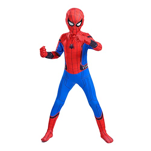 Heartsking Spider kostüm kinder, Superhelden 3D Anime Anzug Bodysuit,Spider Miles Morales Cosplay Junge Cosplay Halloween Christmas Karneval Action Dress Ups und Zubehör Party Kostüm von Heartsking