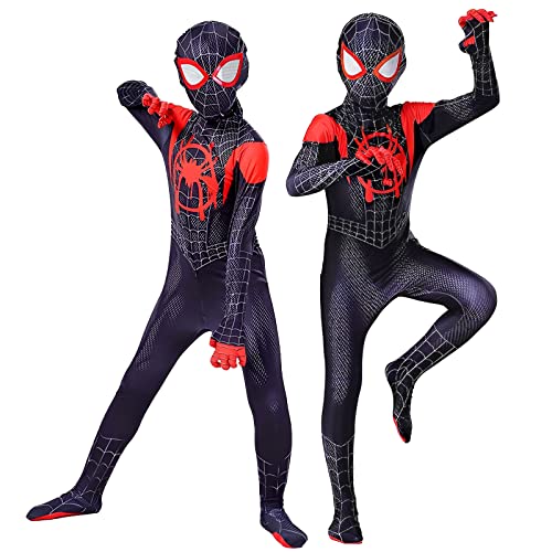 Heartsking Spider kostüm kinder, Superhelden 3D Anime Anzug Bodysuit,Spider Miles Morales Cosplay Junge Cosplay Halloween Christmas Karneval Action Dress Ups und Zubehör Party Kostüm von Heartsking