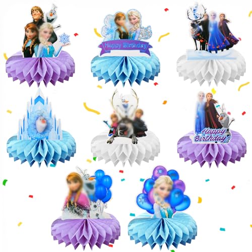 Tischdekoration Geburtstag Mädchen, 8 Stück Frozen Honeycomb Dekorationen Tischdeko Geburtstag ELSA Geburtstagsparty Deko Kindergeburtstage Party Tischdeko für Geburtstag Kinder von Heartsking