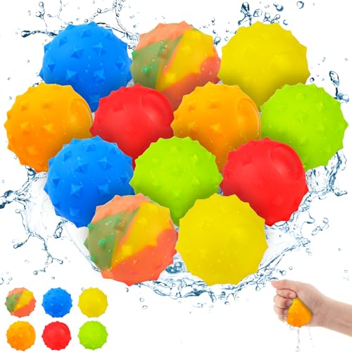 Heartsking 12 Stück Wasserbomben Wiederverwendbar, Wasserbomben Schnelles Befüllen Wasserspielzeug kinder, Pool Spielzeug Outdoor Spielzeug, Silikon Wasserball Wasserballon für Garten Pool von Heartsking