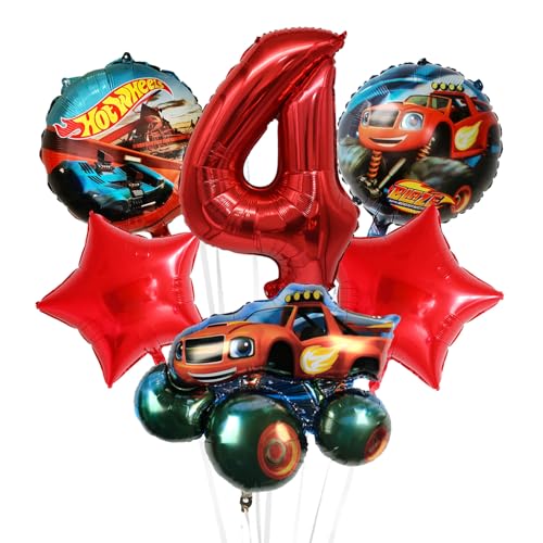 Monster Truck Geburtstagsdeko 4 Jahre, Kindergeburtstag Deko Karikatur Luftballons Folienballons Geburtstag Set, Geburtstag Party Deko für Kinder Party Geburtstag Supplies von Heartsking