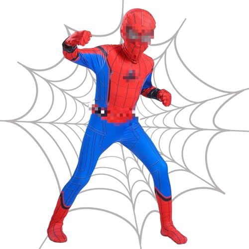 Spider Kostüm Kinder, Kostüm Kinder 3D Anime Anzug Superhelden Kostüm Junge Cosplay Jumpsuit Spider Costume mit Maske für Halloween Karneval Party Kinder von Heartsking