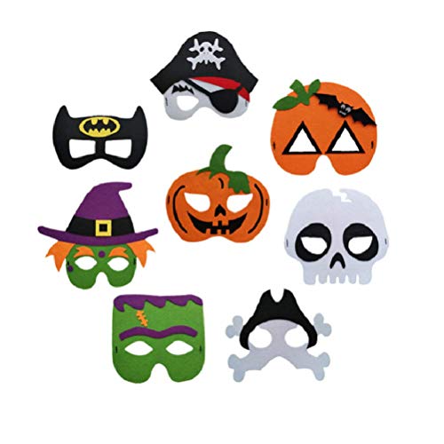 8 Teilige Kindermaske Zu Den Halloween-Partymasken Gehören Hexenmaske, Kürbismaske, Piratenmaske, Fledermausmaske Und Schädelmaske (Halloween) von Heatigo