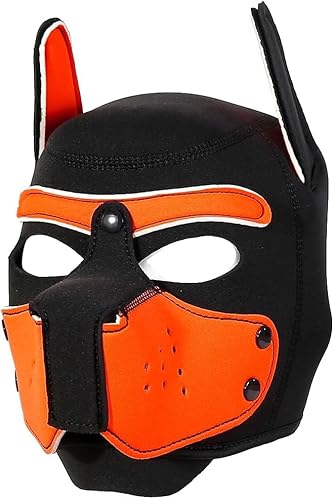 Heavelove Kapuzenmaske für Erwachsene, abnehmbar, Cosplay, Vollgesicht, Welpen, Maske, Maulkorb für Menschen, Welpen, Spielhaube, Orange von Heavelove