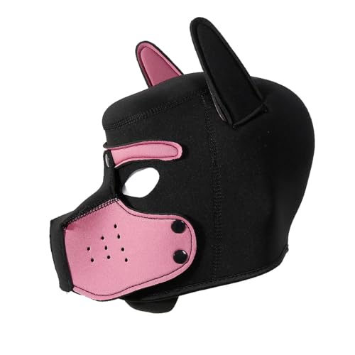 Heavelove Kapuzenmaske für Erwachsene, abnehmbar, Cosplay, Vollgesicht, Welpen, Maske, Maulkorb für Menschen, Welpen, Spielhaube, Rosa von Heavelove