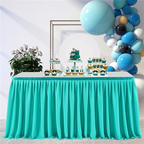 Heavyoff Blau Grün Tischröcke für Babyparty, Tischdekoration Tischrock für Kuchen, Tischdecke für Hochzeit Geburtstag Neujahr Taufe, 122x77cm von Heavyoff