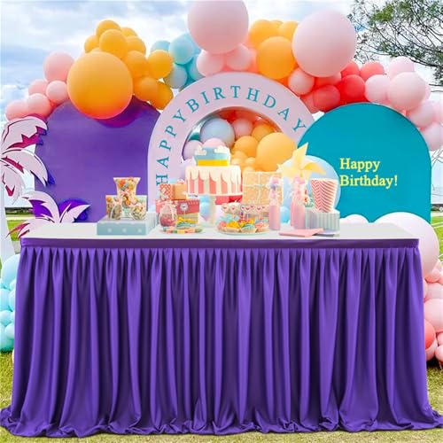 Heavyoff Dunkelviolett Tischröcke für Babyparty, Tischdekoration Tischrock für Kuchen, Tischdecke für Hochzeit Geburtstag Neujahr Taufe, 122x77cm von Heavyoff