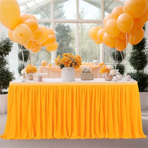 Heavyoff Orange Tischröcke für Babyparty, Tischdekoration Tischrock für Kuchen, Tischdecke für Hochzeit Geburtstag Neujahr Taufe, 183x77cm von Heavyoff