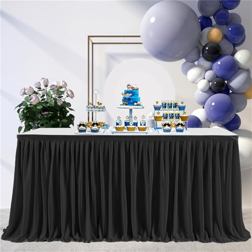 Heavyoff Schwarz Tischröcke für Babyparty, Tischdekoration Tischrock für Kuchen, Tischdecke für Hochzeit Geburtstag Neujahr Taufe, 183x77cm von Heavyoff