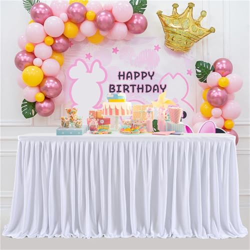 Heavyoff Weiß Tischröcke für Babyparty, Tischdekoration Tischrock für Kuchen, Tischdecke für Hochzeit Geburtstag Neujahr Taufe, 243x77cm von Heavyoff