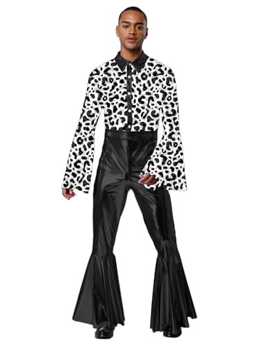 Hedmy 70er 80er Herren Disco Anzug Glitzer Metallic Druck Overall Ausgestellte Hose Hippie Outft Reggae Fasching Kostüm Hedmy 70er 80er Herren Disco Anzug Glitzer Metallic Druck Overall Ausgestellte Hose Hippie Outft Reggae Fasching Kostüm von Hedmy