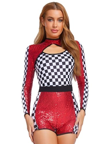 Hedmy Damen Kostüm Rennfahrer Overall Glitzer Karneval Kostüm Racer Racing Super Car Grid Girl Cosplay Outfit Hedmy Damen Kostüm Rennfahrer Overall Glitzer Karneval Kostüm Racer Racing Super Car Grid Girl Cosplay Outfit von Hedmy