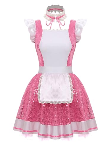 Hedmy Damen Maid Outft Dienstmädchen Kostüm Kleid Pailletten Tütü Spitze Schürze Und Halsband Fasching Karneval Kostüm Rosa L Hedmy Damen Maid Outft Dienstmädchen Kostüm Kleid Pailletten Tütü Spitze Schürze Und Halsband Fasching Karneval Kostüm Rosa L von Hedmy