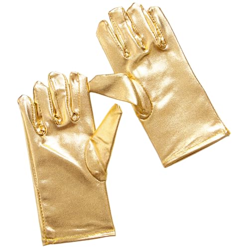 Hedmy Metallische Handschuhe Mädchen Glitzerhandschuh Bühnenhandschuhe für Mottoparty Karneval Party Gold 3-12 Jahre von Hedmy