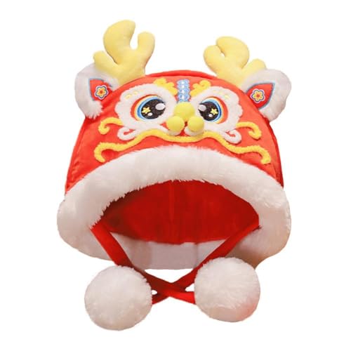 Neujahrsfeier Drachenkopf Hut China Frühling Festival Drachenjahr Hut und Plüsch Cartoon Maskottchen verdickt warmes Spielzeug von HeeDz