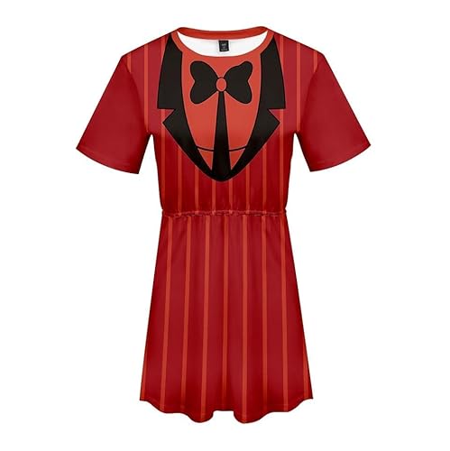 Anime Hazbin Hotel Cosplay Sommer Swing-Kleid Kurzarm Kleid Engel Staub Rollenspiel Skaterkleid für 100-160 cm (Typ 3, 100) von Heeyspike