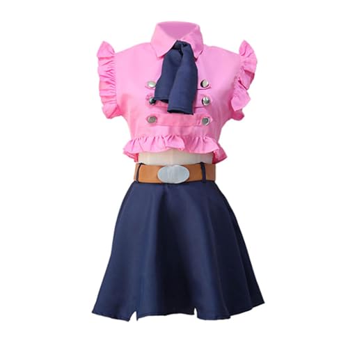 Elizabeth The Seven Deadly Sins Pink Maid Set Cosplay Kostüm Halloween Anime Manga Cosplay Weißes Kleid Damen Kostüm (Elizabeth Set-b, L) von Heeyspike