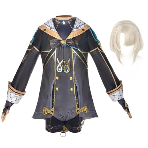 Heeyspike Albedo/Freminet/Kaveh/Cosplay Kostüm Set Gaming Peripheriegeräte Anime Cosplay Herren Karneval Party Anime Kleidung für Erwachsene Halloween Outfit (Freminet + Perücke, XS) von Heeyspike