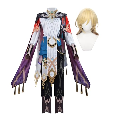 Heeyspike Albedo/Freminet/Kaveh/Cosplay Kostüm Set Gaming Peripheriegeräte Anime Cosplay Herren Karneval Party Anime Kleidung für Erwachsene Halloween Outfit (Kaveh + Perücke, 3XL) von Heeyspike