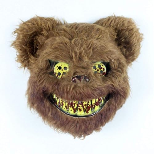 Heeyspike Halloween Gruselmasken Cosplay Maske Schwarz Maskerade Maske Augenmaske Maske für Halloween Party Kostüm Cosplay Nachtclub Party Zubehör (Bloody Bear) von Heeyspike