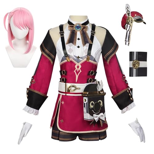 Heeyspike Kaedehara Kazuha/Charlotte/Rock Cosplay Kostüm-Set Frau Karneval Party Anime Kleidung für Erwachsene Gaming Peripheriegeräte Anime Cosplay Halloween Outfit (Charlotte + Perücke, 3XL) von Heeyspike