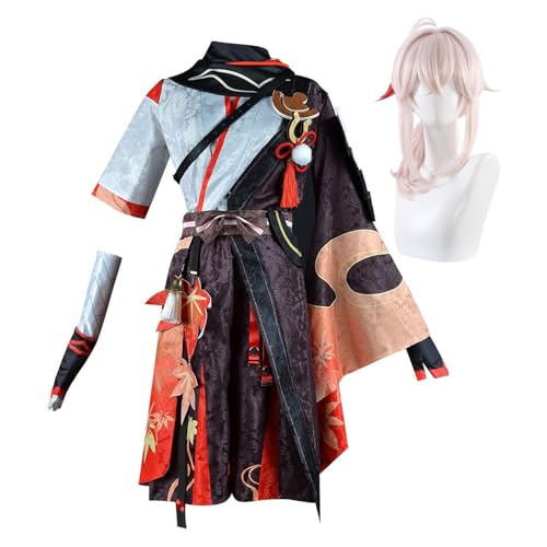 Heeyspike Kaedehara Kazuha/Charlotte/Rock Cosplay Kostüm-Set Frau Karneval Party Anime Kleidung für Erwachsene Gaming Peripheriegeräte Anime Cosplay Halloween Outfit (Kaedehara Kazuha + Perücke, XL) von Heeyspike