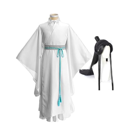 Heeyspike Tian Guan Ci Fu Xie Lian Cosplay Kostüm Anime Ancient Hanfu Outfits mit Perücke für Halloween Party Performance (Xie Lian Cosplay Kostüm, S) von Heeyspike