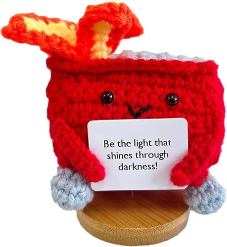 Emotional Support Dumpster Fire | Adorable Crochet Dumpster Fire, Heartfelt Thank You Gift, Dumpster Fire Crochet Doll with Positive Card, Handmade Crochet Doll, Crochet Knitting Toy (Red) von Hehimin