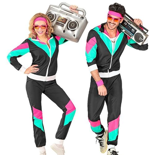 Hehiy Kostüm 80er Jahre Trainingsanzug Disco, Jacke und Hose, Jogginganzug, Retro-Style, Bad Taste Party, Karneval, Mottoparty。 karnevalskostüme damen karneval kostüme für mädchen von Hehiy