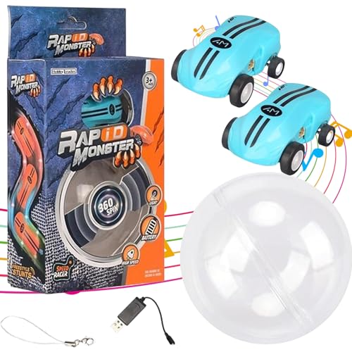 Hehuo FlashSpin Mini Racer, 360 Degree High-Speed Rotation Mini Toy Cars, with RGB Light Stunt Rotation Pocket Mini Toy Car Racing Model (2Pcs Blue) von Hehuo