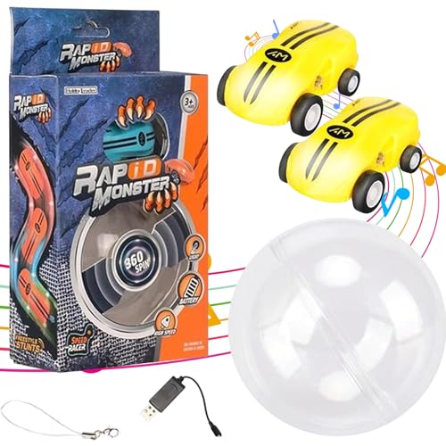 Hehuo FlashSpin Mini Racer, 360 Degree High-Speed Rotation Mini Toy Cars, with RGB Light Stunt Rotation Pocket Mini Toy Car Racing Model (2Pcs Yellow) von Hehuo