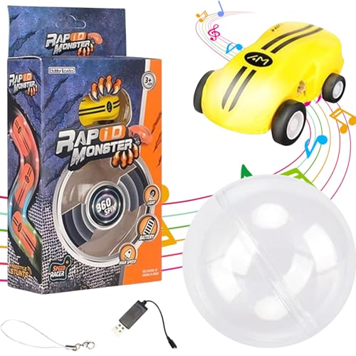 Hehuo FlashSpin Mini Racer, 360 Degree High-Speed Rotation Mini Toy Cars, with RGB Light Stunt Rotation Pocket Mini Toy Car Racing Model (Yellow) von Hehuo