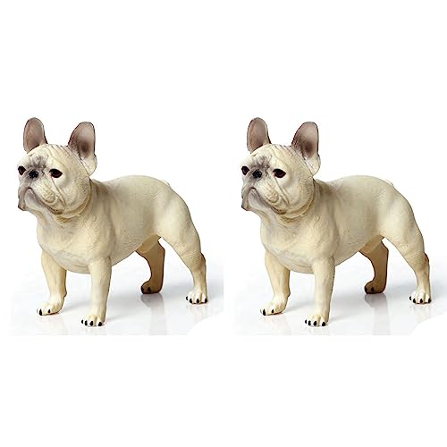 Heiikiuy 2 x Modelle der französischen Bulldogge, Mops, Actionfigur, stehend, pädagogisches Spielzeug für Kinder, Geschenksammlung von Heiikiuy