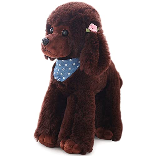 Heionia Hund Kuscheltier Teddy Hund Plüschtier mit Schal Kawaii Pudel Plüsch Stofftier Hund Hunde Dog Geschenk für Kinder Mädchen (Cafe, 30CM) von Heionia