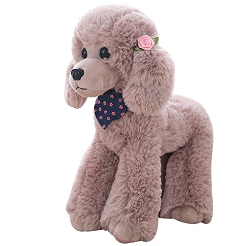 Heionia Hund Kuscheltier Teddy Hund Plüschtier mit Schal Kawaii Pudel Plüsch Stofftier Hund Hunde Dog Geschenk für Kinder Mädchen (Grau, 30CM) von Heionia