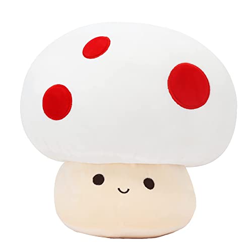 Heionia Pilz Plüsch Kuscheltier Pilze Plüschtier Stofftier Kissen Plushie 23cm 30cm Mushroom Plush Pillow Deko Geschenk für Geburtstag Weihnachten (Weiß2, 23), A150083 von Heionia