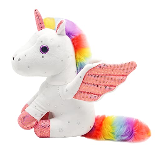 Heionia Einhorn Kuscheltier Plüsch Regenbogen Einhorn Plüschtier Einhorn Stofftier Plüsch Mädchen, 23CM(Weiß) von Heionia