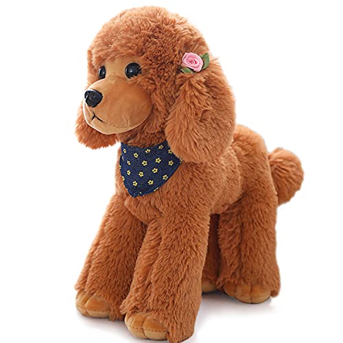 Heionia Teddy Hund Kuscheltier Hund Plüschtier mit Schal Kawaii Pudel Plüsch Stofftier Hund Hunde Dog Geschenk für Kinder Mädchen (Braun, 20CM) von Heionia