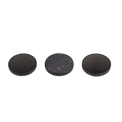 Heka Naturals Shungite Handy-Plattenaufkleber 3er-Set (Kreis) | Schwarze Steine - Chakra Spiritueller Schutz - Naturstein-Kristall-Set für Ihre Geräte von Heka Naturals