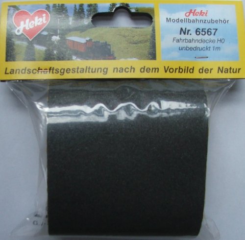 Heki 6567 Selbstklebender Straßen-Asphalt H0, Größe: 100 x 8 cm, Mehrfarbig von HEKI