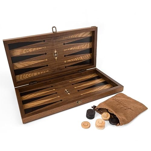 Helena Wood Art, Handgefertigtes Hochwertiges Backgammon Spiel aus Holz, Tavla, 100% Holz, Deluxe Edition, TricTrac, 49 x 25 cm von Helena Wood Art