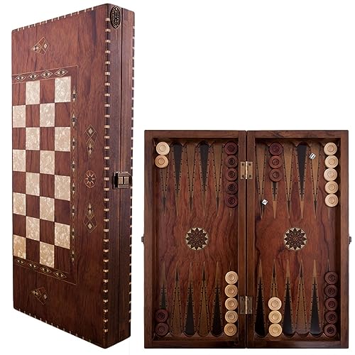 Helena Wood Art, Handgefertigtes Hochwertiges Backgammon Spiel aus Holz, Tavla, 100% Holz, Deluxe Edition, TricTrac, 50 x 23 cm von Helena Wood Art