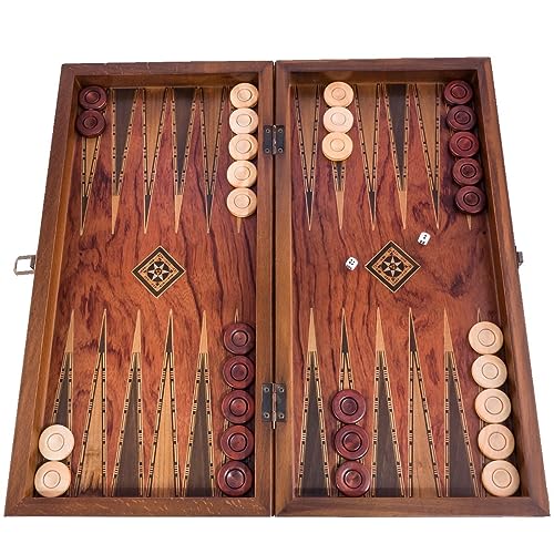 Helena Wood Art, Handgefertigtes Hochwertiges Backgammon Spiel aus Holz, Tavla, 100% Holz, Deluxe Edition, TricTrac, 50 x 25 cm von Helena Wood Art